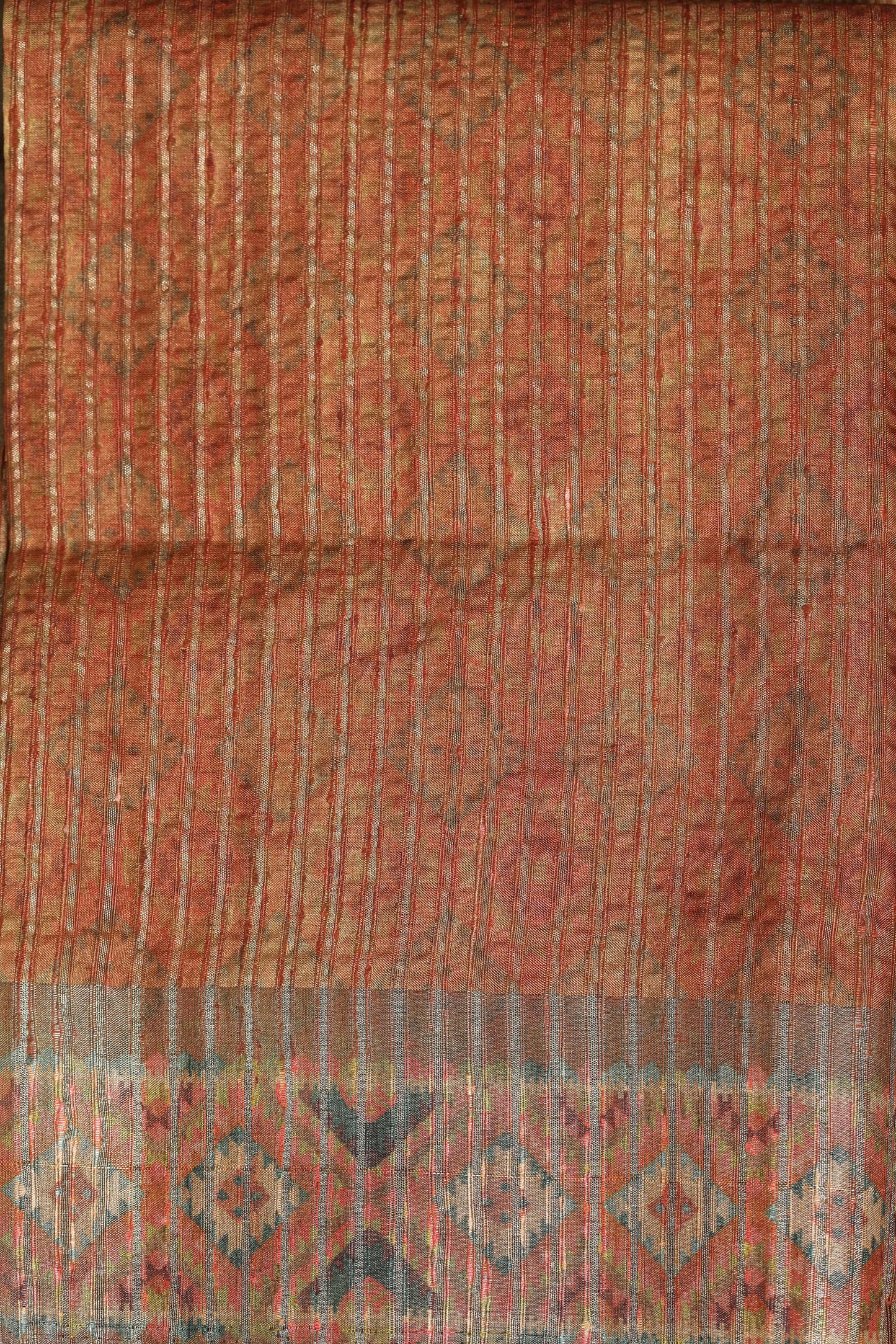 Chikoo Orange With Stylish Border Chapa Handloom Tussar Saree C1 Geetha Creation