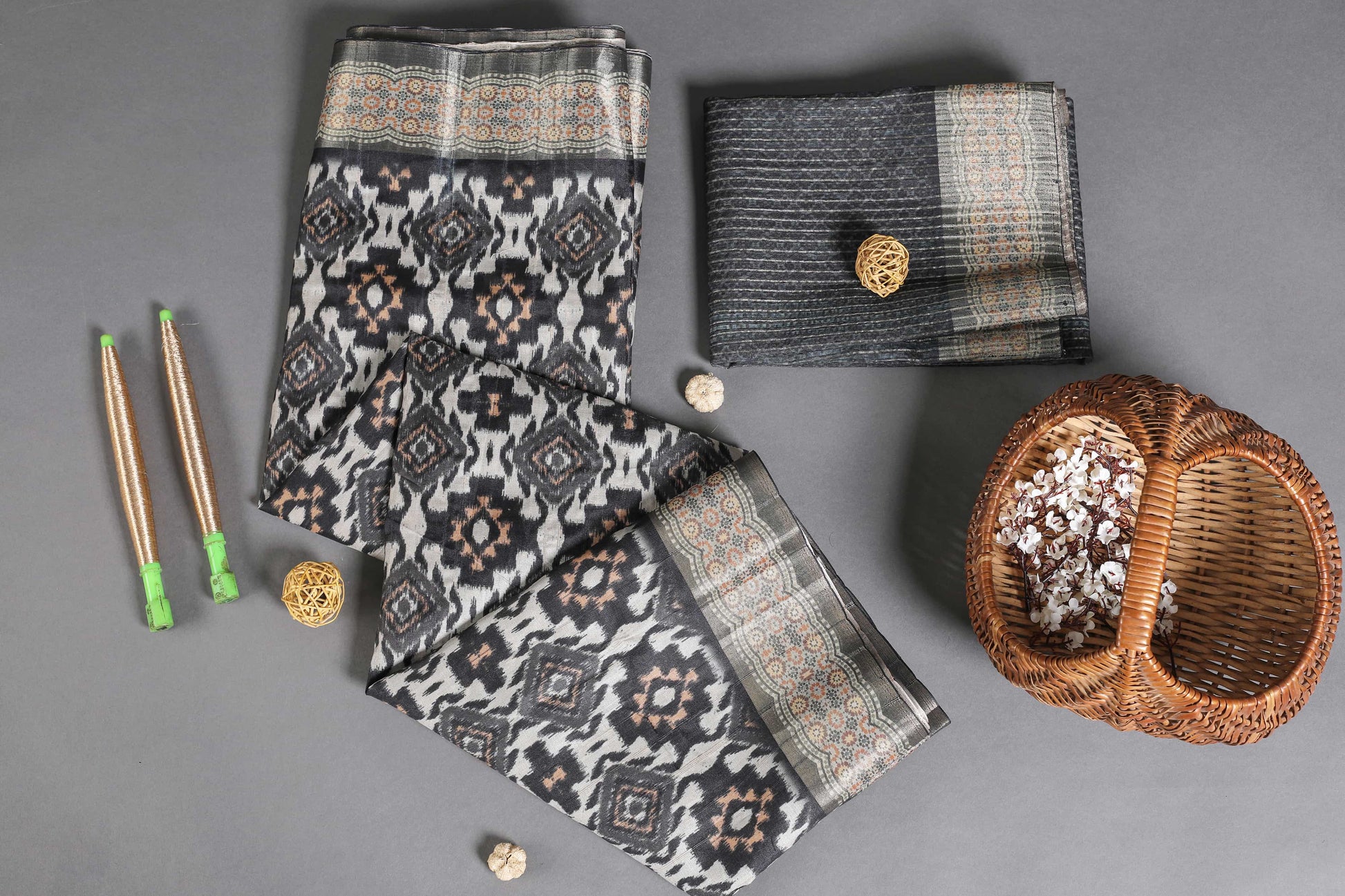 Black Patola Chapa Handloom Tussar Saree C1 Geetha Creation