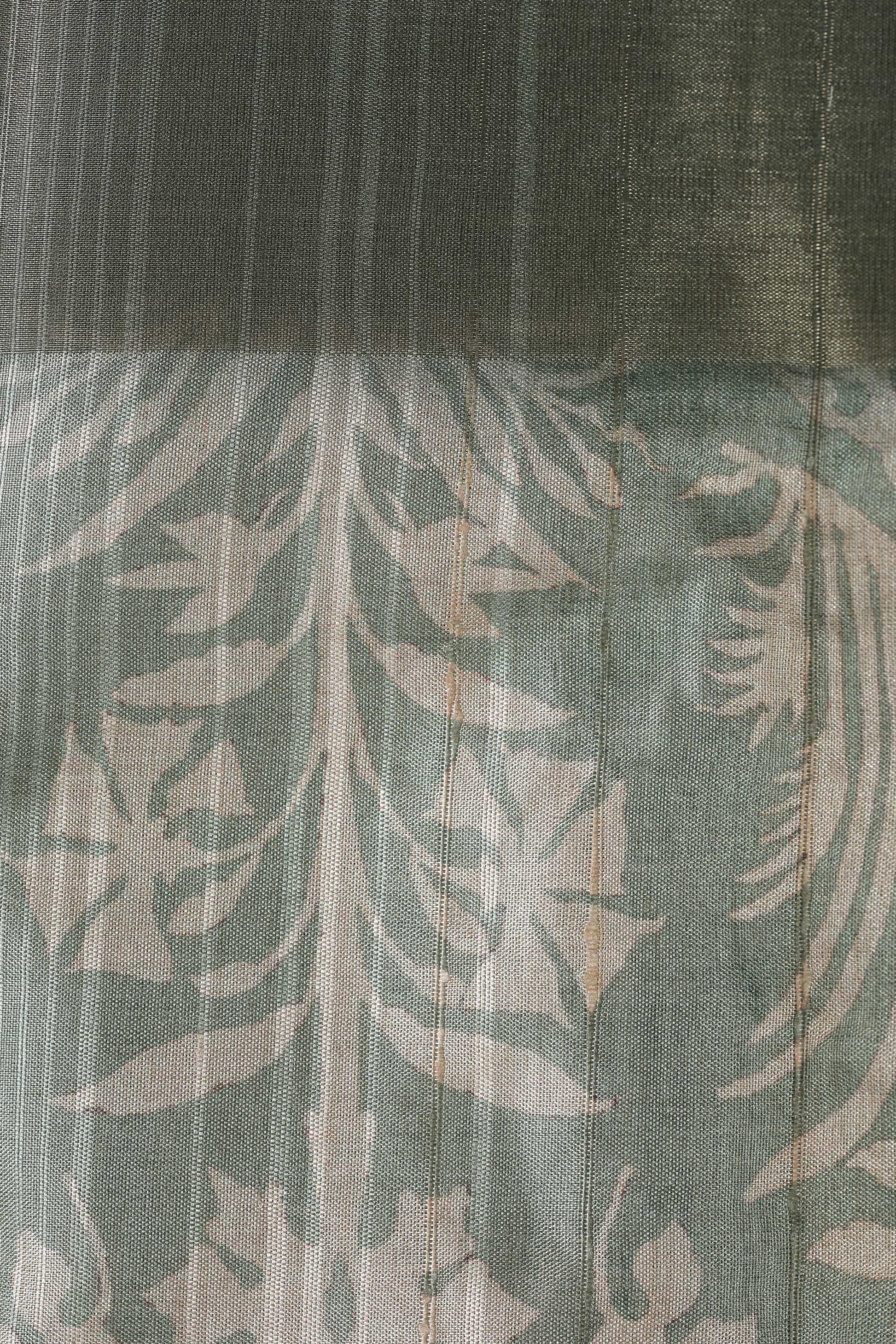 Hazy Green Nature Chapa Handloom Tussar Saree C1 Geetha Creation