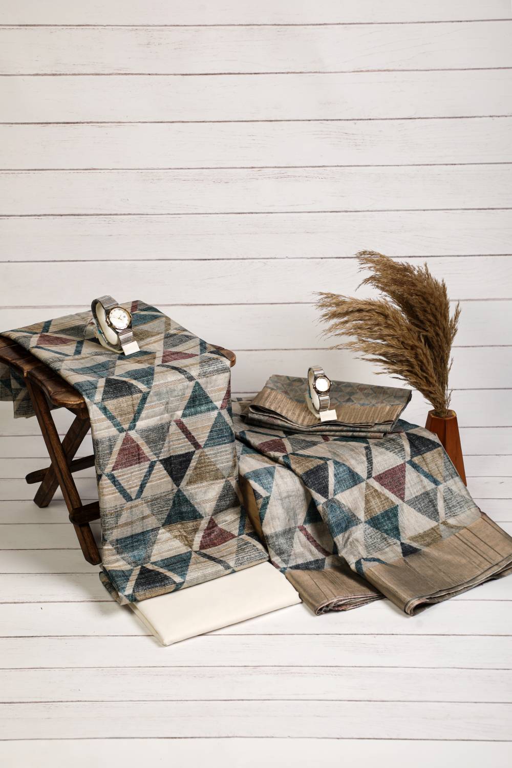Geometric Triangular Twin Tussar Couple Outfits Geetha Creation
