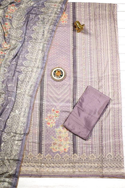 Rich Embroidered Pure Viscose Royal Purple Unstitched Suit Set Geetha Creation