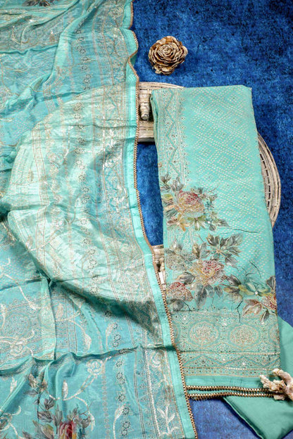 Coral Blue Rich Embroidered Pure Viscous Unstitched Suit Set Geetha Creation