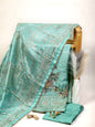 Coral Blue Rich Embroidered Pure Viscous Unstitched Suit Set