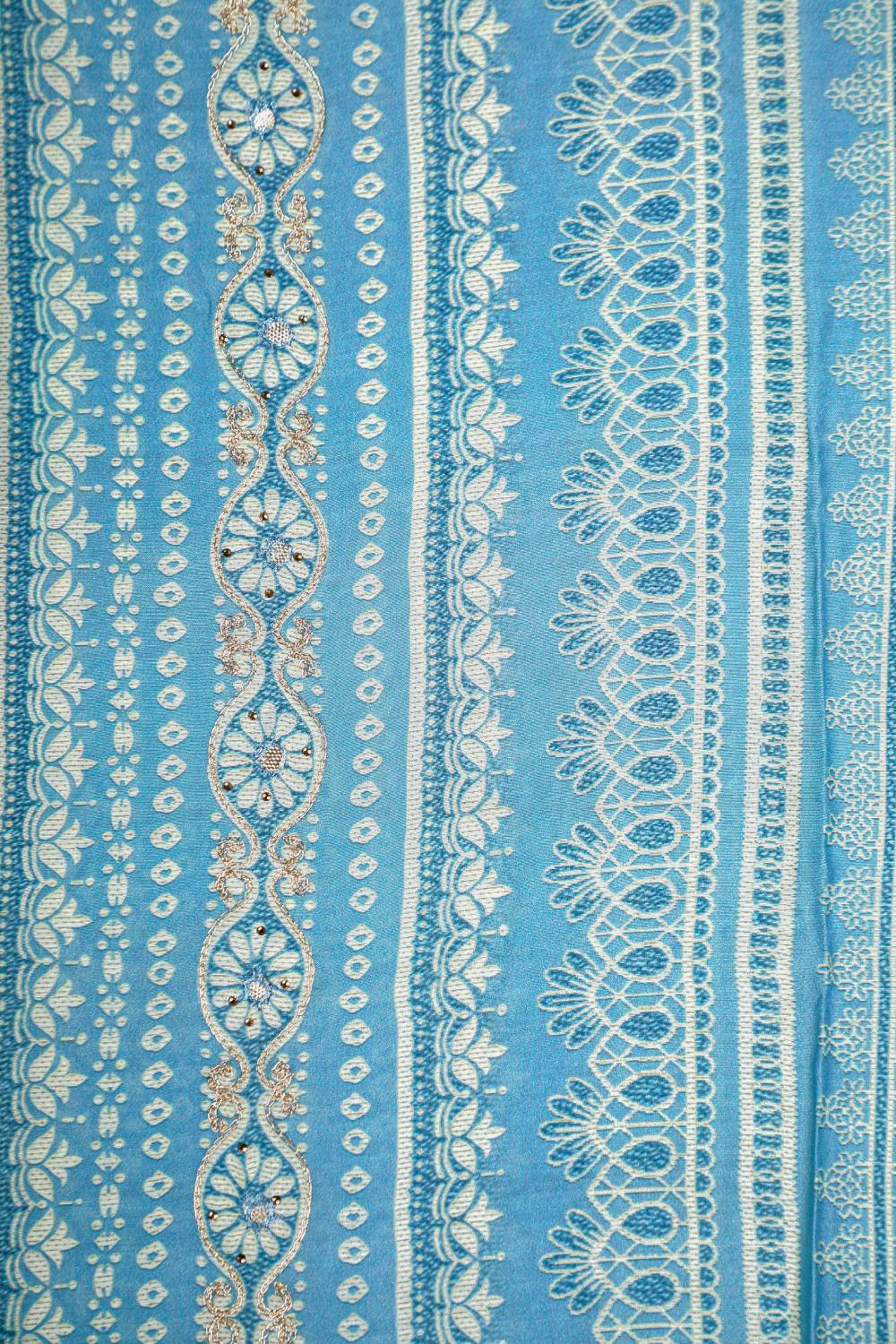 Rich Embroidered Pure Viscose Powder Blue Unstitched Suit Set Geetha Creation