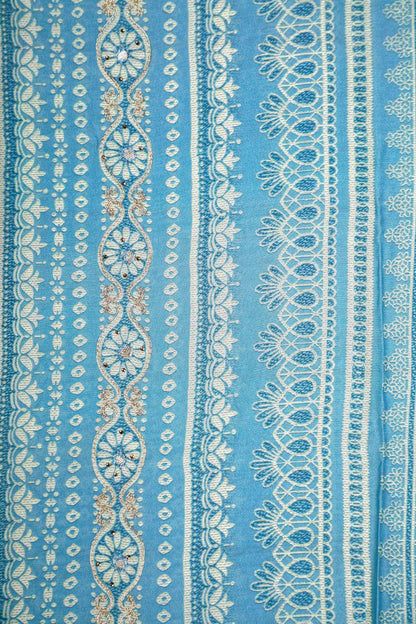 Rich Embroidered Pure Viscose Powder Blue Unstitched Suit Set Geetha Creation