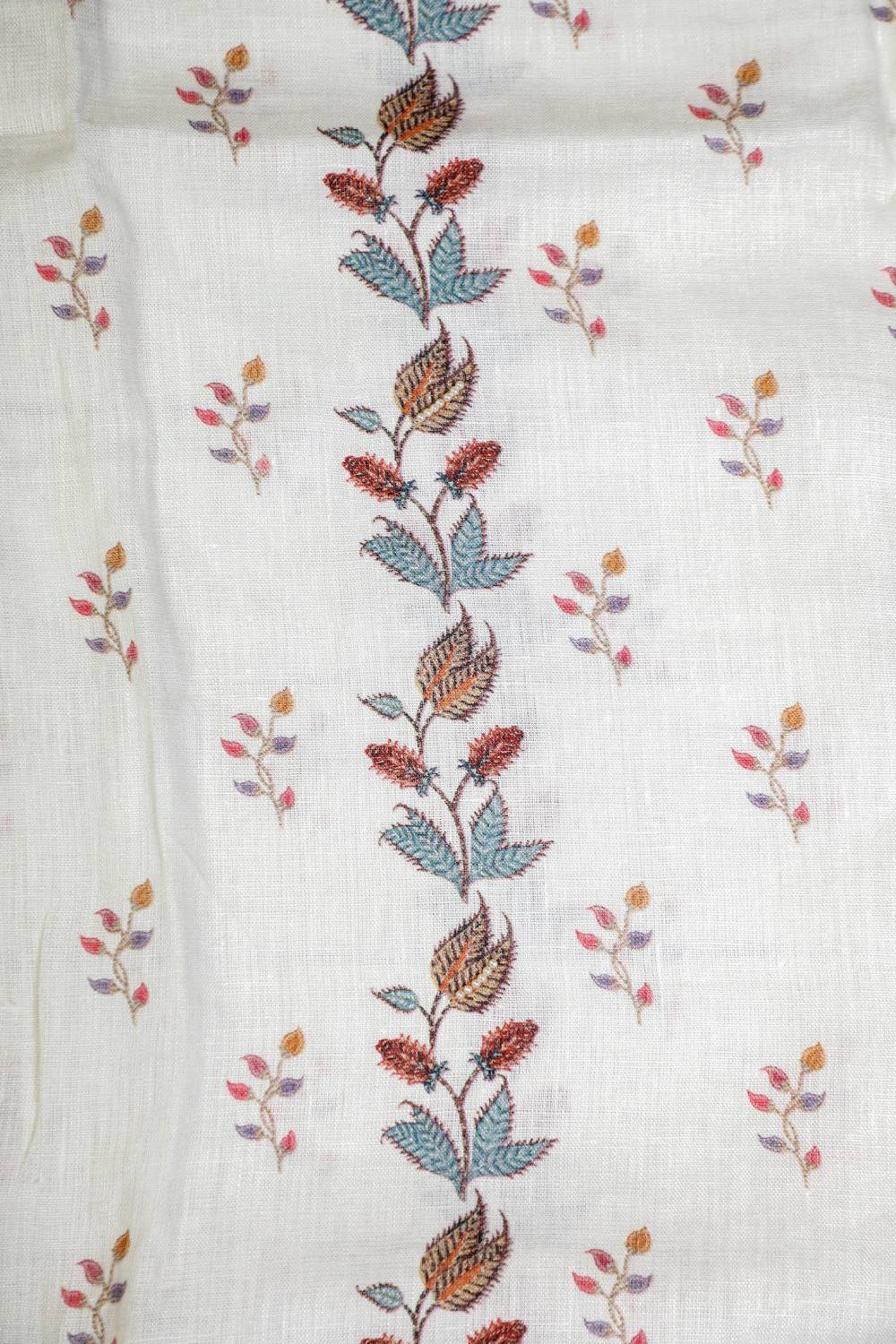 Purely Linen Rich Embroidered Light Grey Unstitched Suit Set Geetha Creation