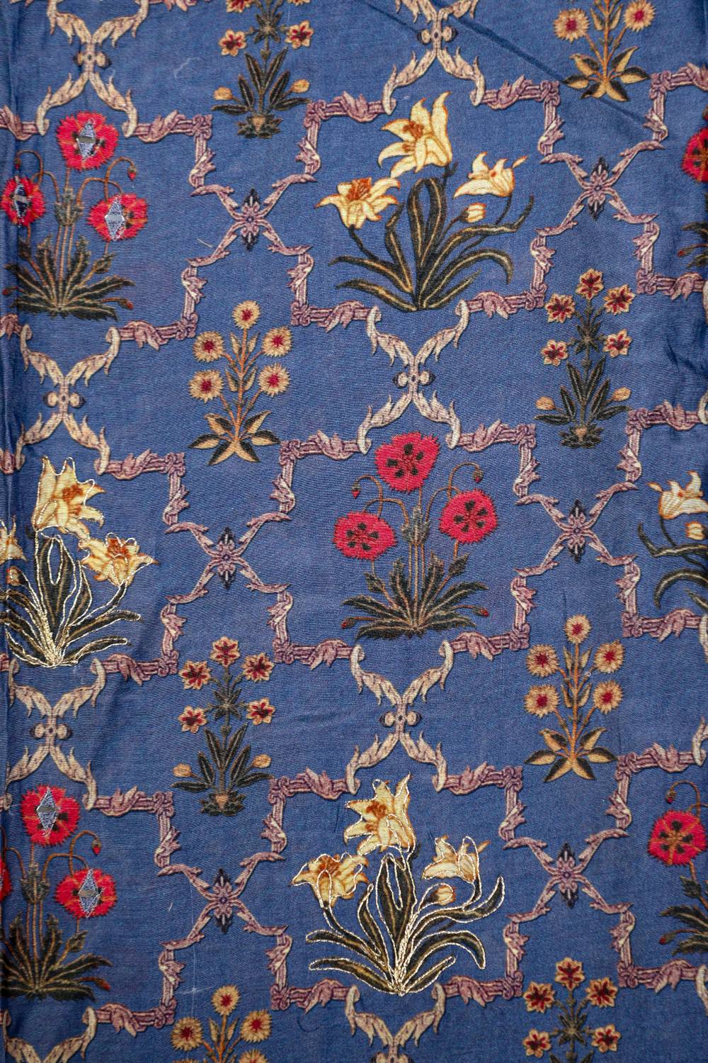 Rich Embroidered Pure Viscose Metallic Blue Unstitched Suit Set Geetha Creation