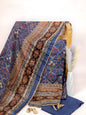 Rich Embroidered Pure Viscose Metallic Blue Unstitched Suit Set