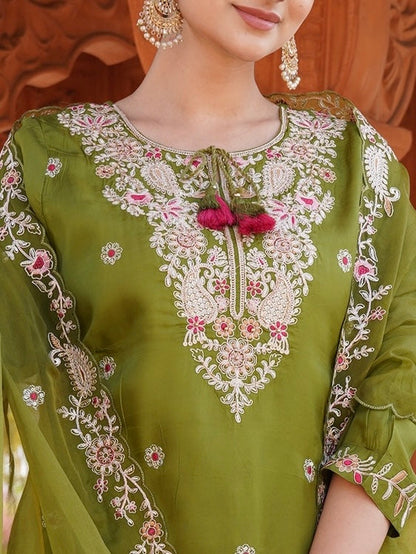 Charming Olive Ready to Wear Dress Geetha Creation