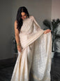 Vanilla Soft Satin Saree with Fusion Embroidery CSE Geetha Creation