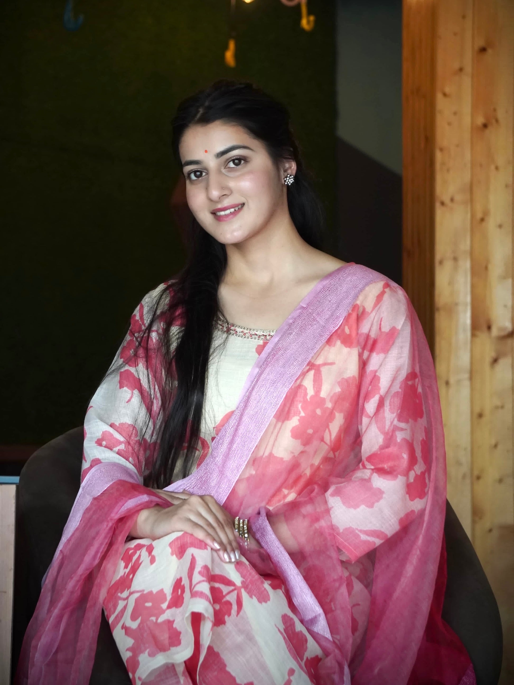 Sparkling Hot Pink Ombre Organza Ready to Wear Silk Kurti Set Geetha Creation