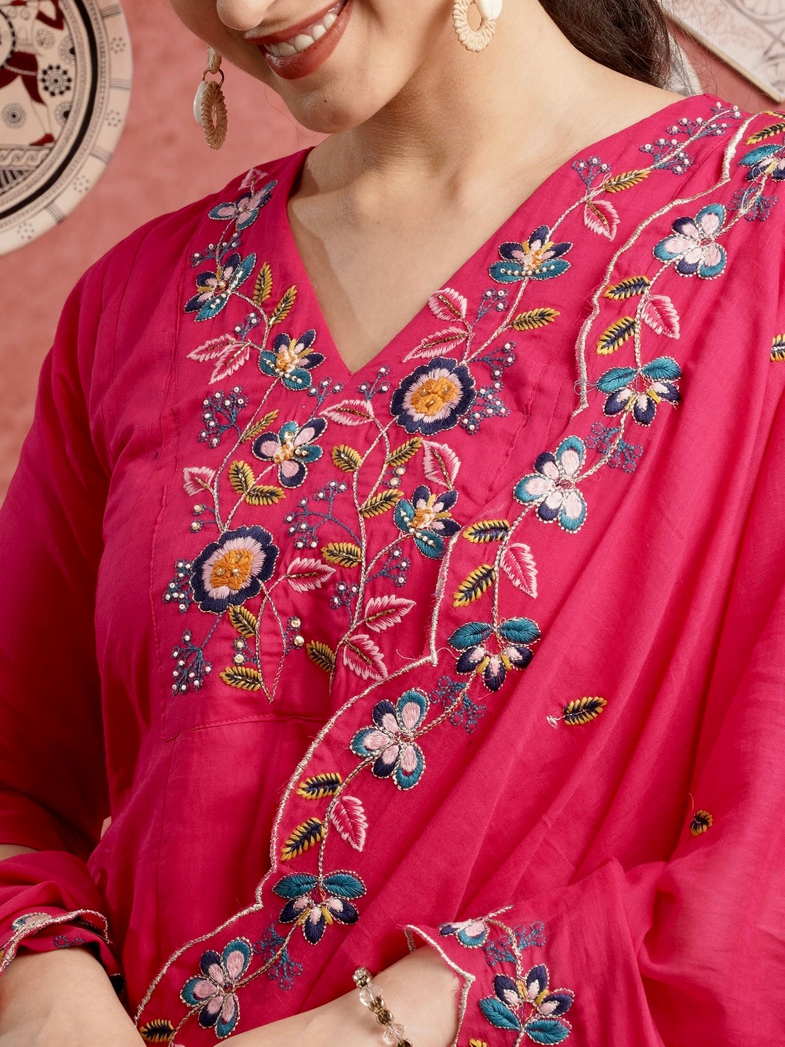 Pakeezah Pink Pure Mul Cotton Anarkali Dress Geetha Creation