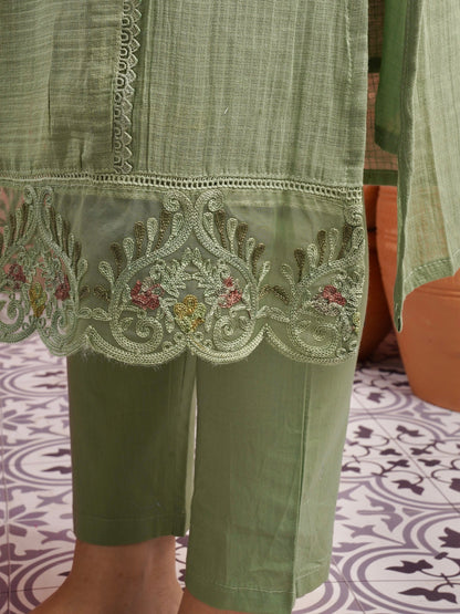 Ethnic Green Pure Cotton Kota Doria Dress Geetha Creation