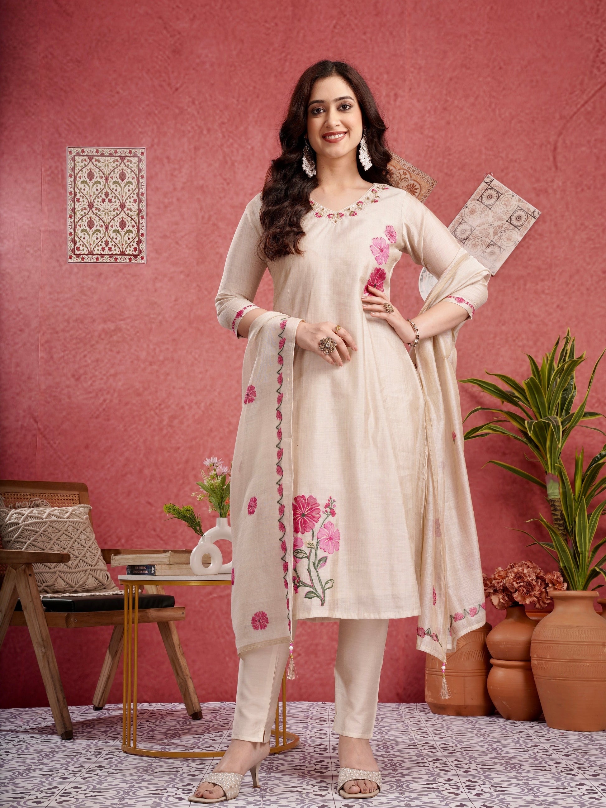 Soothing Summer A-Line Ready to Wear Cotton Kurti Set Geetha Creation