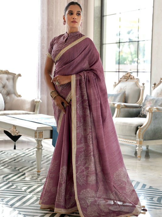 Mulberry Elegance Handloom Tussar Saree
