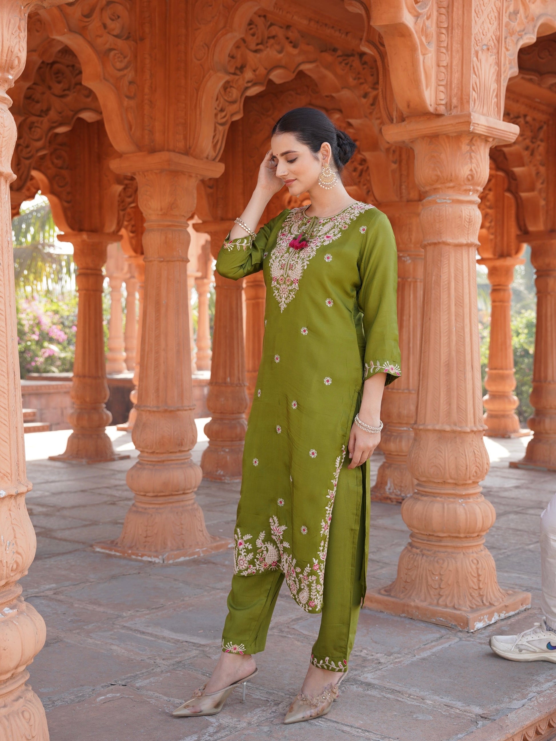 Charming Olive Ready to Wear Dress Geetha Creation