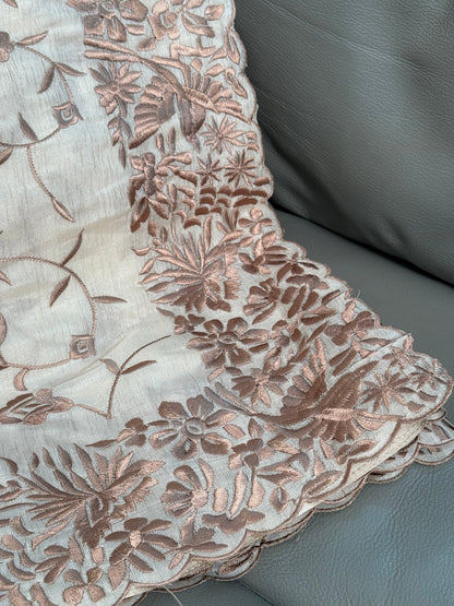 Mother of Pearl Soft Satin Fully Embroidered Saree CSE Geetha Creation