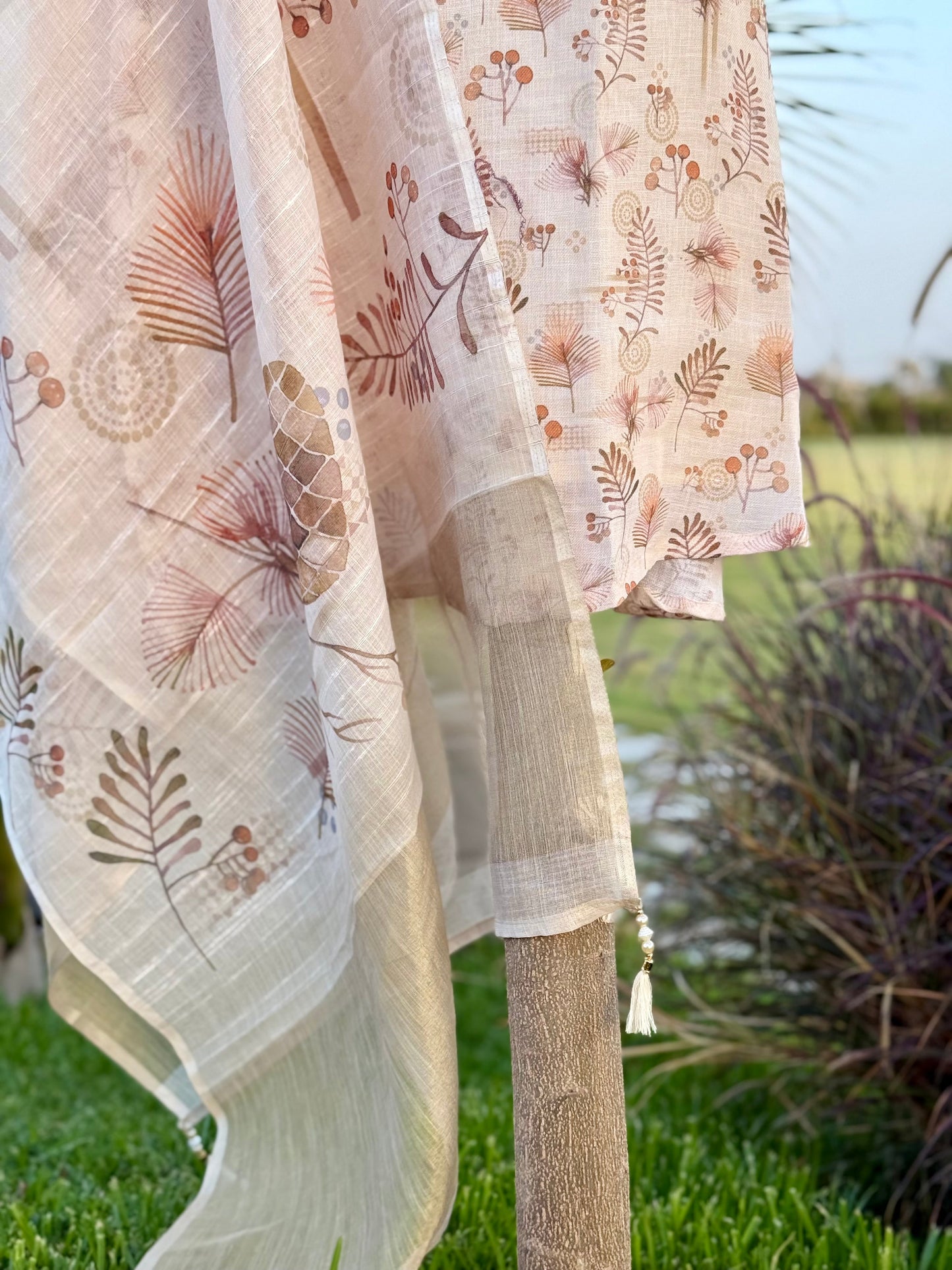 Abstract Floral Linen Ready to Wear Dress Geetha Creation