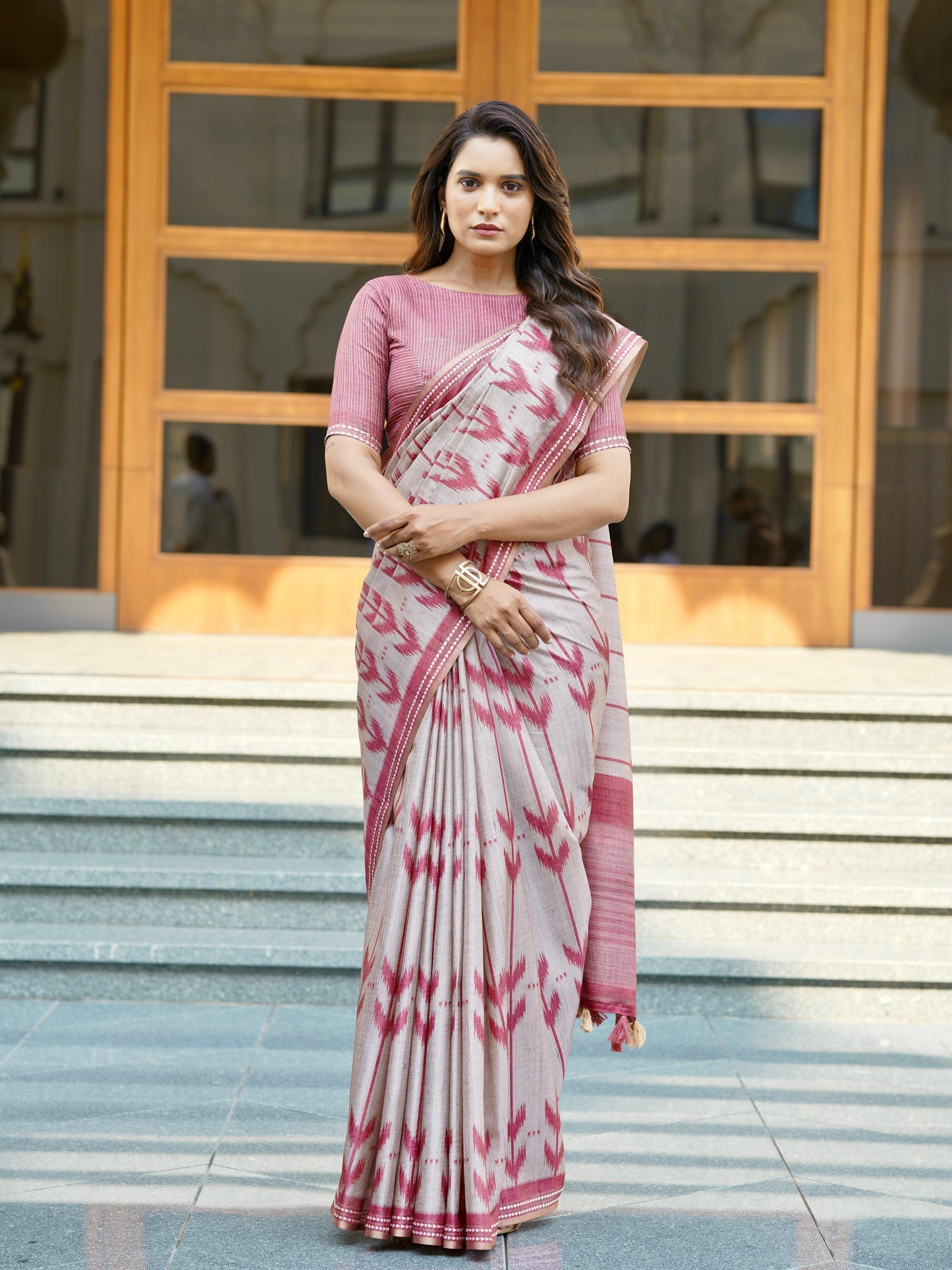 Grace of Rust Ikat Handloom Tussar Saree Geetha Creation