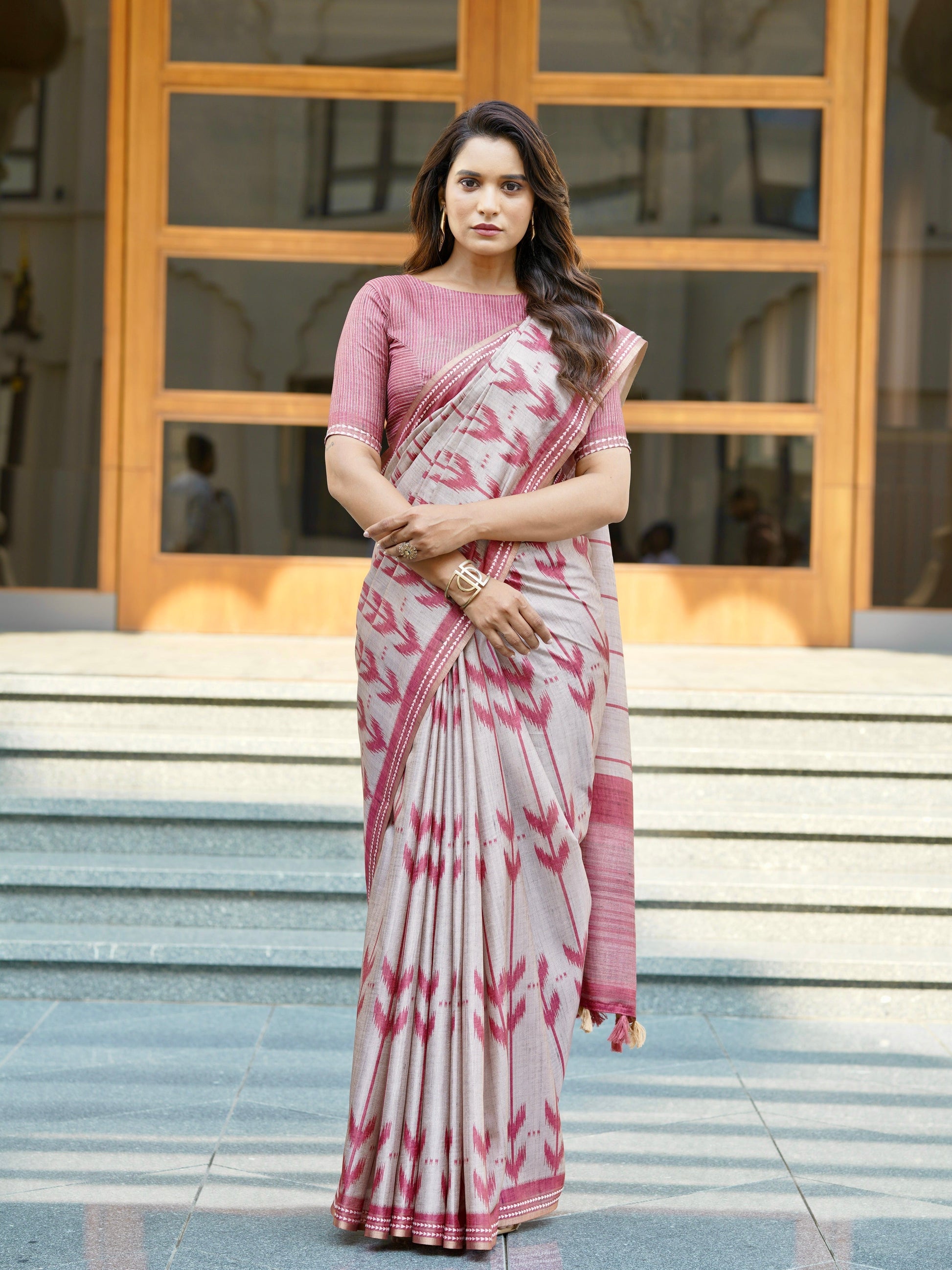 Grace of Rust Ikat Handloom Tussar Saree Geetha Creation