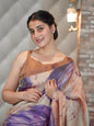 Purple Leaves in Tussar Tissue Crushed Saree Geetha Creation