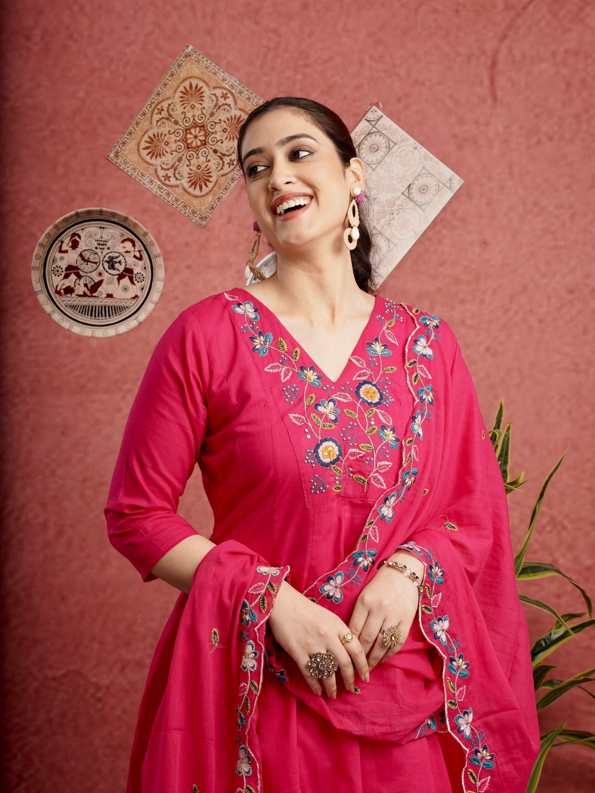 Pakeezah Pink Pure Mul Cotton Anarkali Dress Geetha Creation