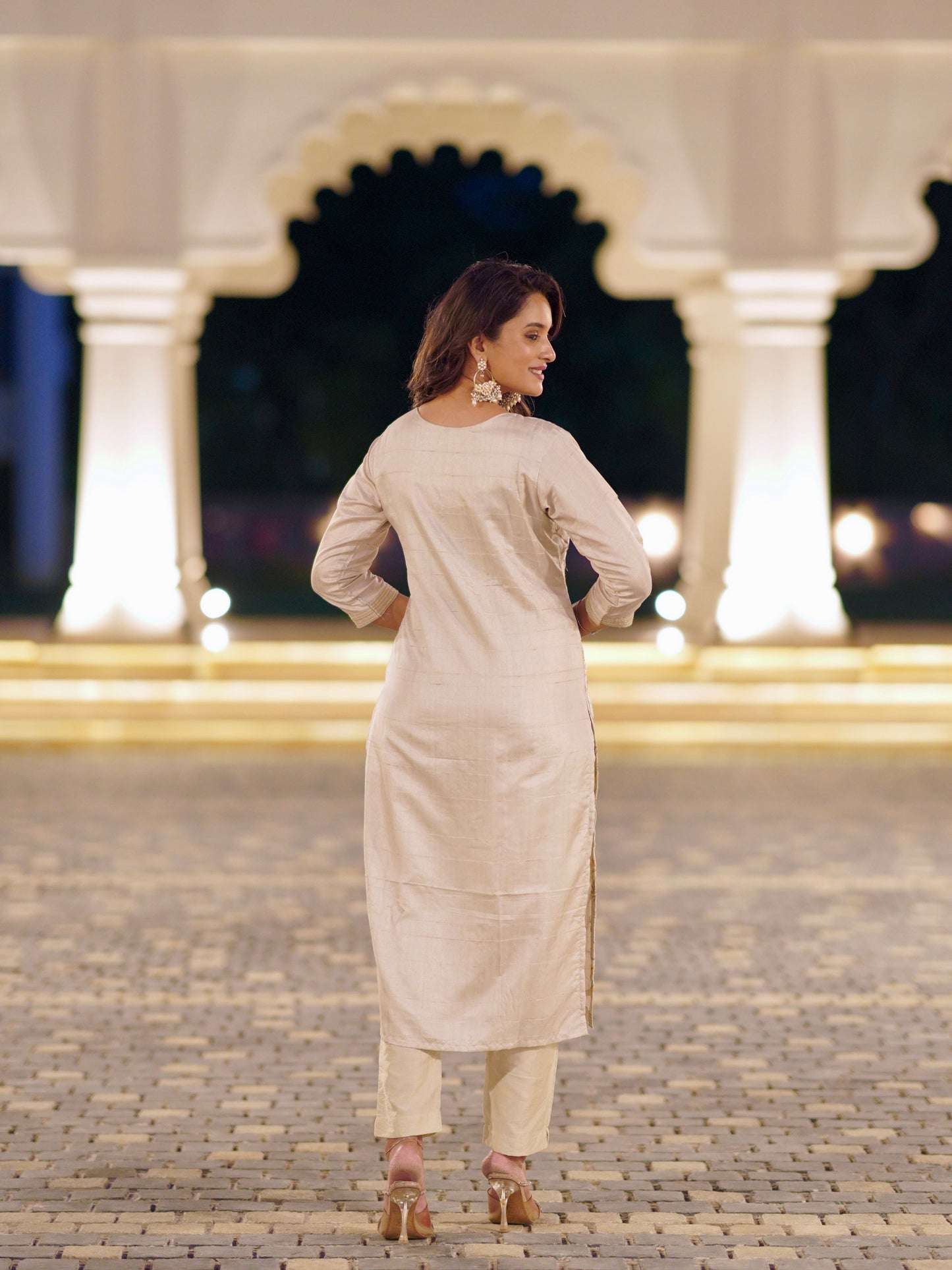 Araanya Embroidered Ready to Wear Silk Kurti Set Geetha Creation