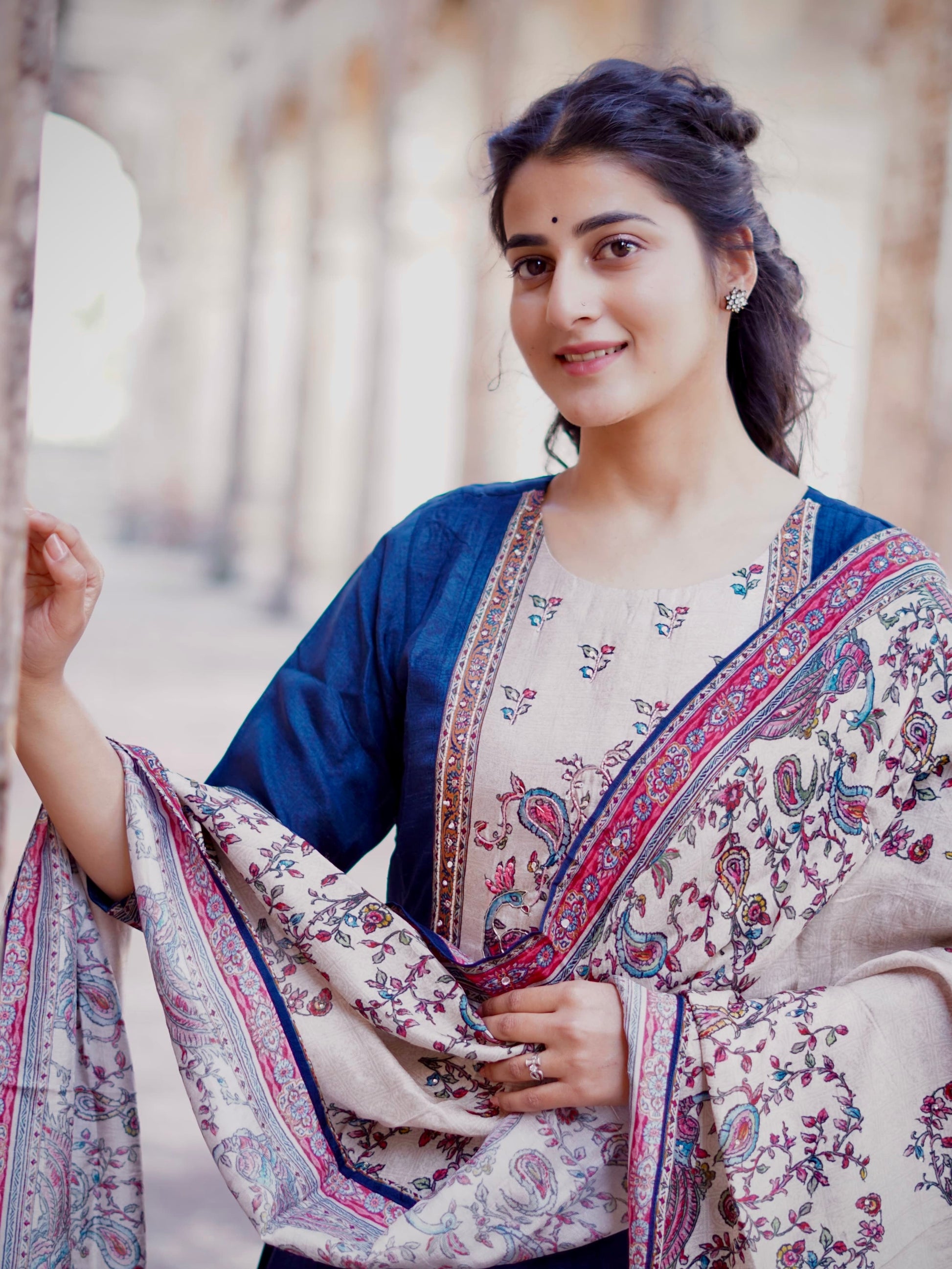 Heritage Blue Ready to Wear Anarkali Dress Geetha Creation