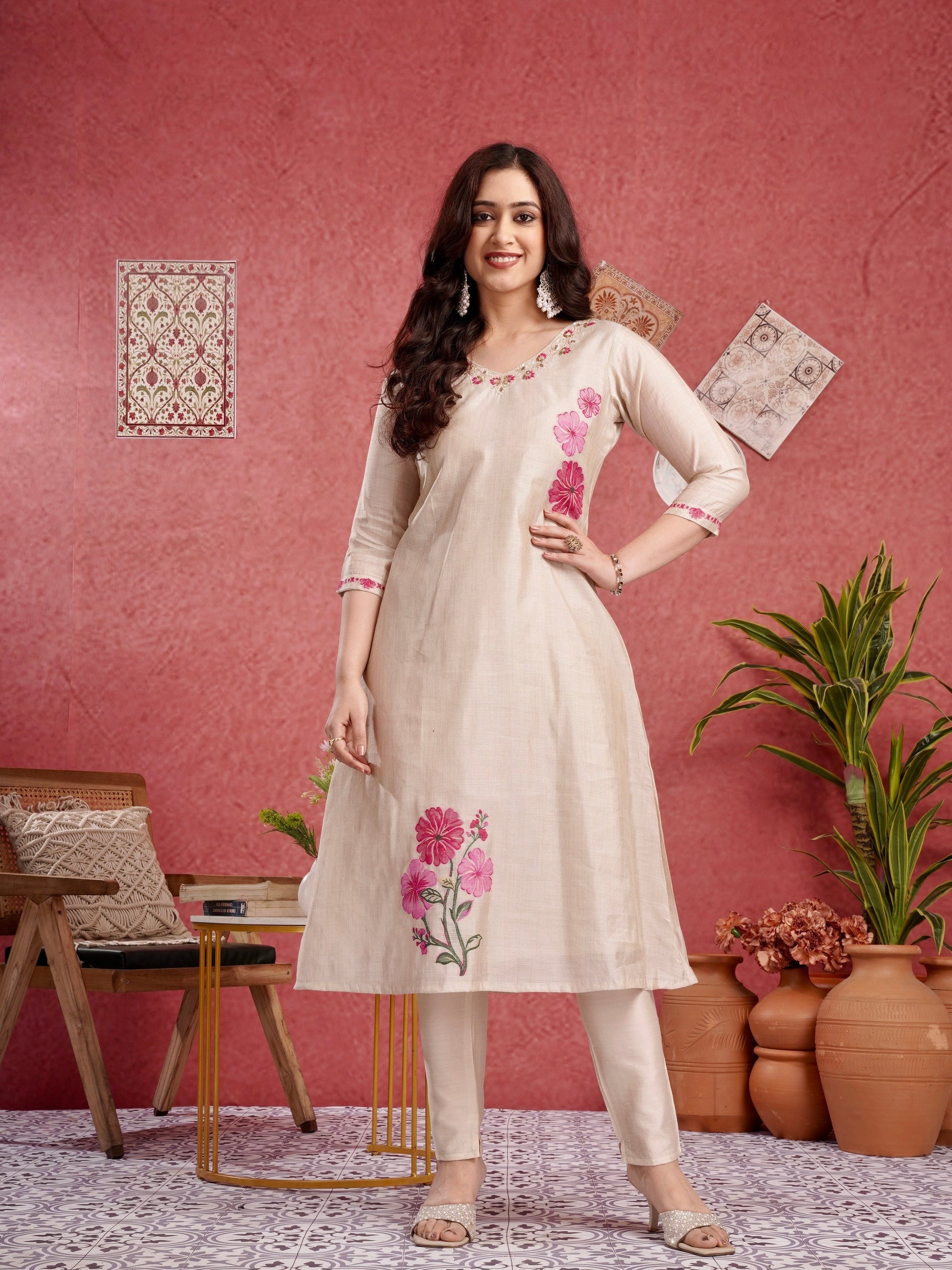 Soothing Summer A-Line Ready to Wear Cotton Kurti Set Geetha Creation