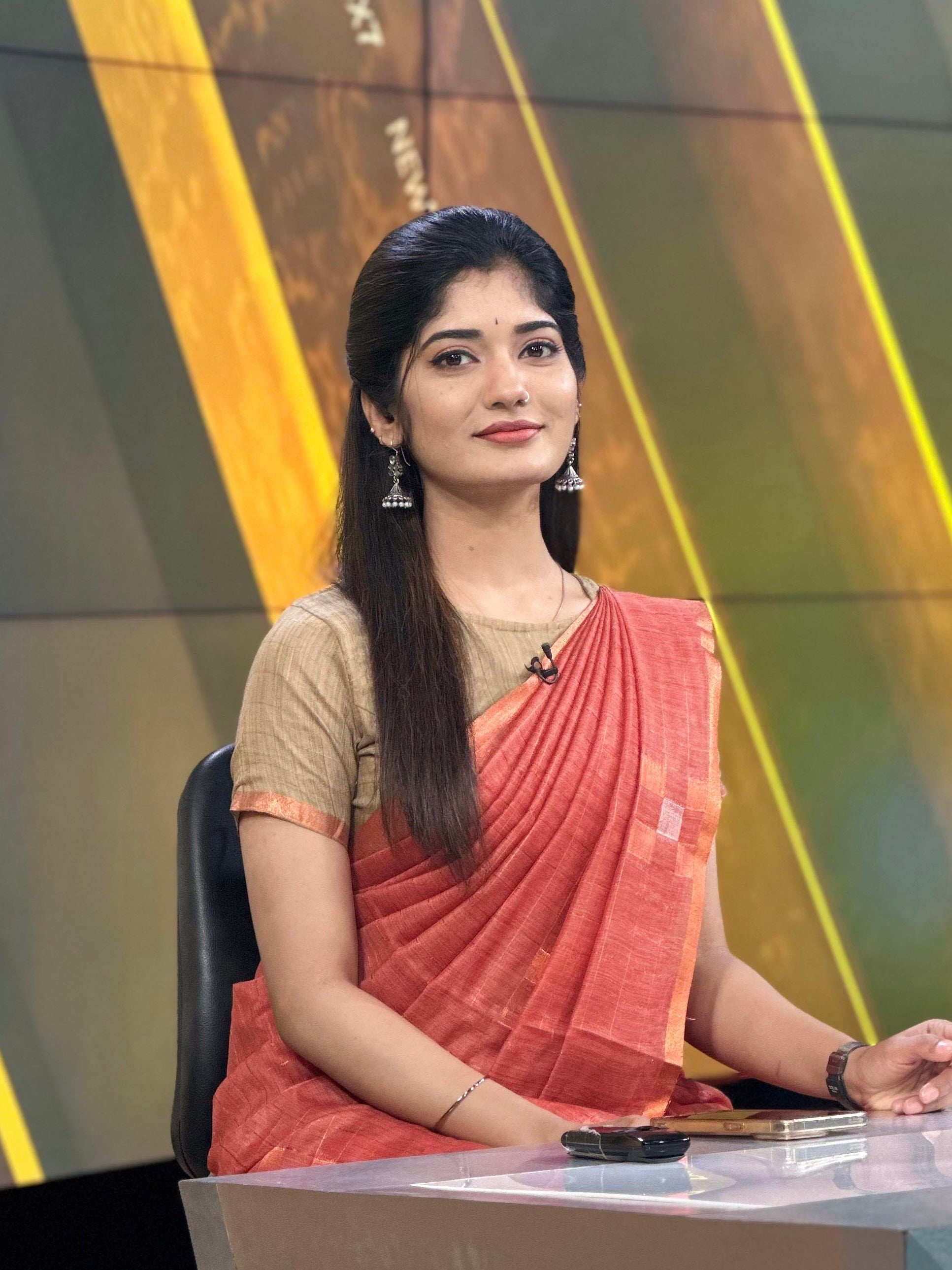 Classic Chikoo Orange Shibori Cotton Silk Saree Geetha Creation