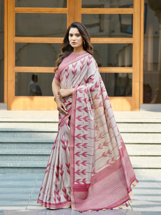 Grace of Rust Ikat Handloom Tussar Saree Geetha Creation