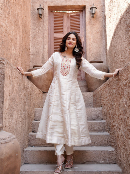 Classic Red and Ivory Ready to Wear Dress Geetha Creation