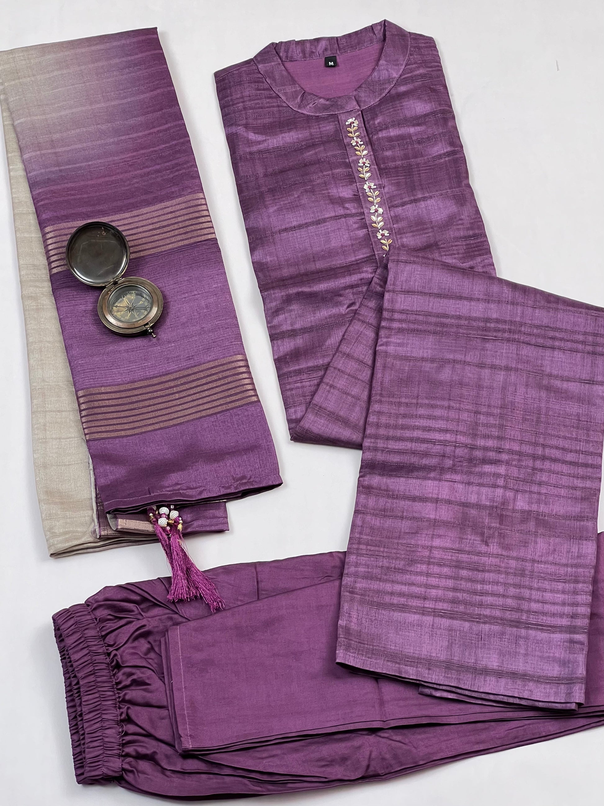 Luxurious Lavender Ready to Wear Silk Kurti Set Geetha Creation