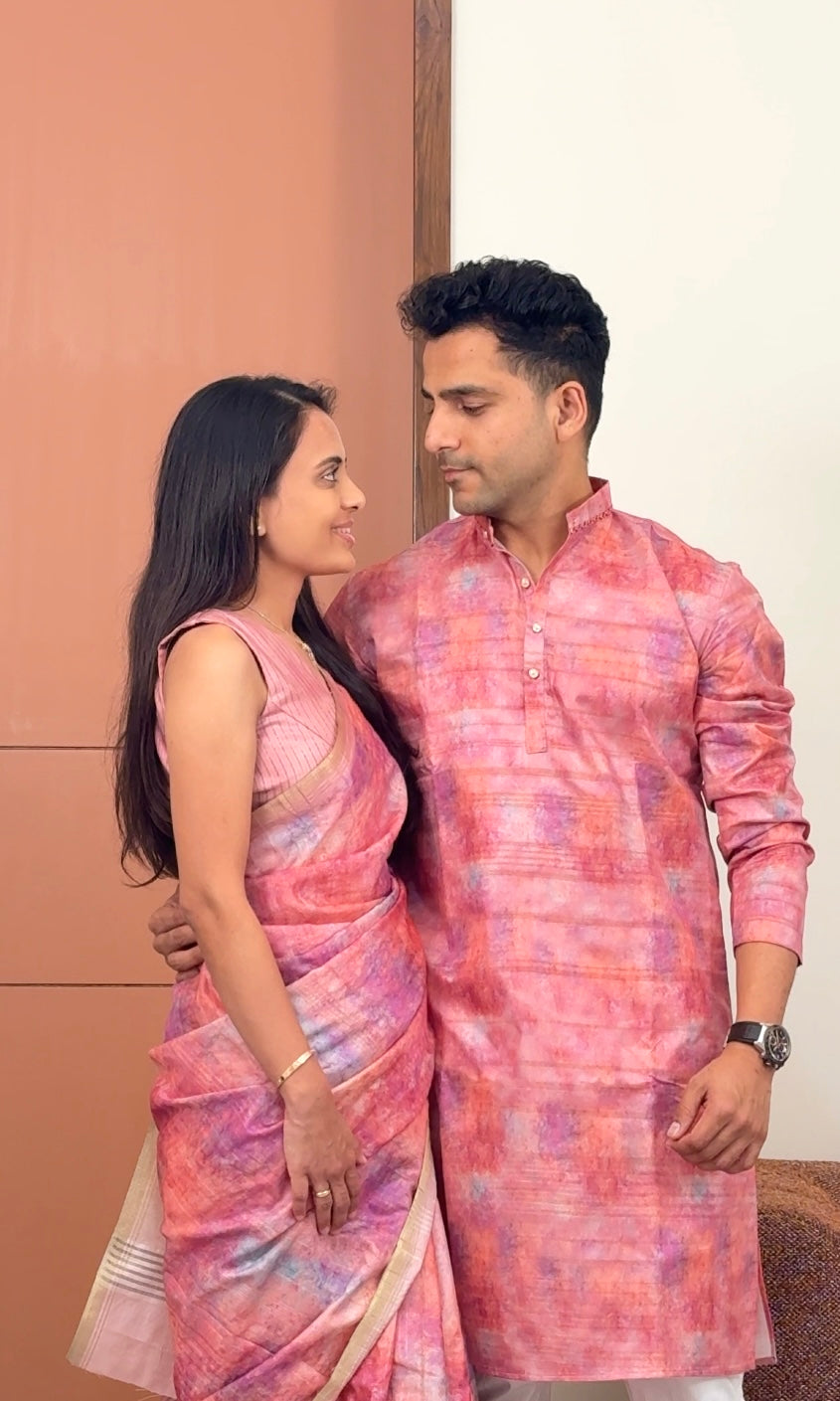 Palette of Happiness Unstitched Couple Set Geetha Creation