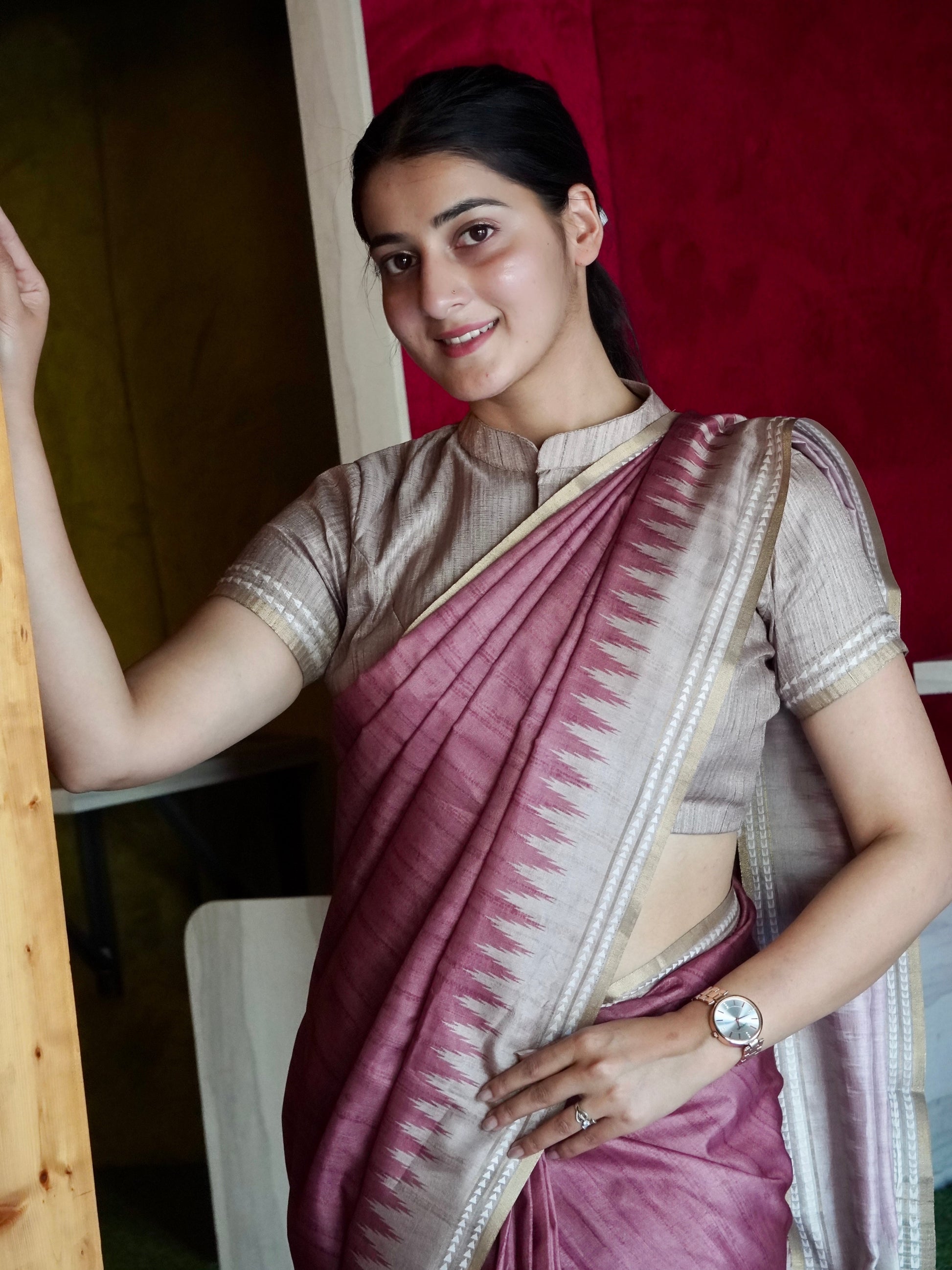 Pride with Elegance Formal Wear Semi Tussar saree Geetha Creation