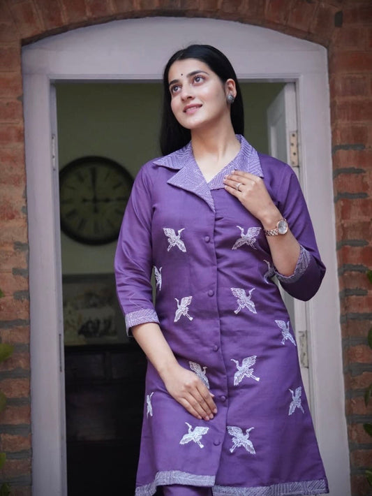 Majestic Mauve Cotton Silk Co-ord Set