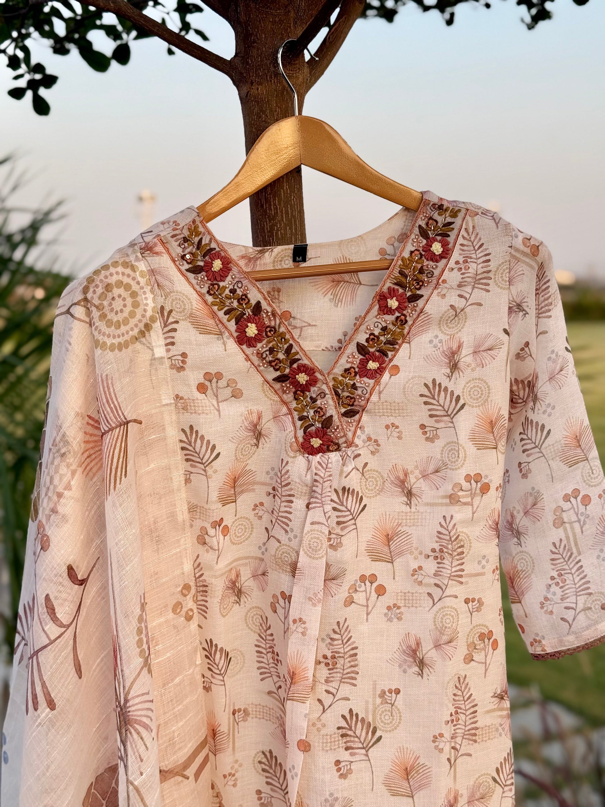 Abstract Floral Linen Ready to Wear Dress Geetha Creation