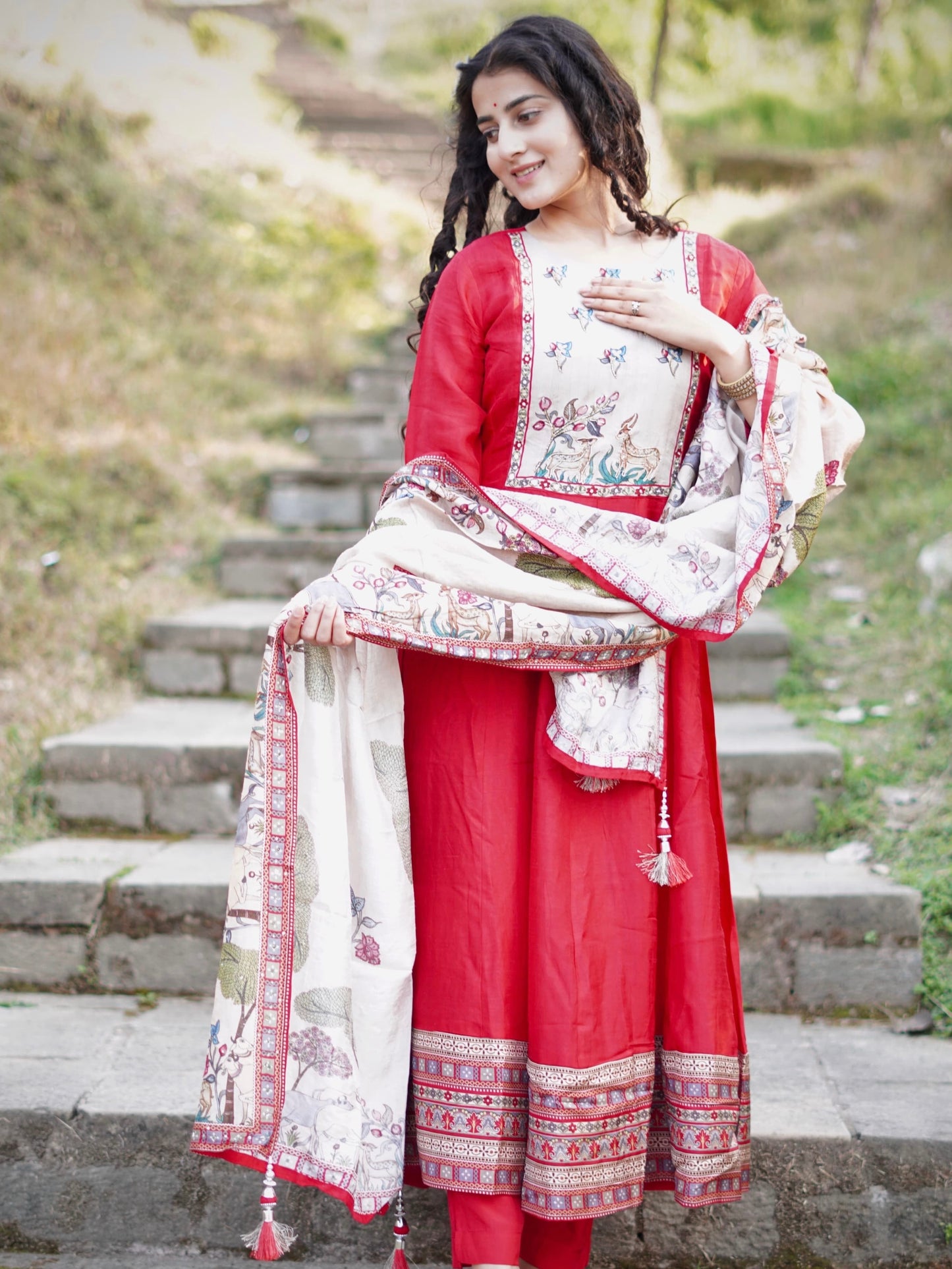 Heritage Red Ready to Wear Anarkali Dress