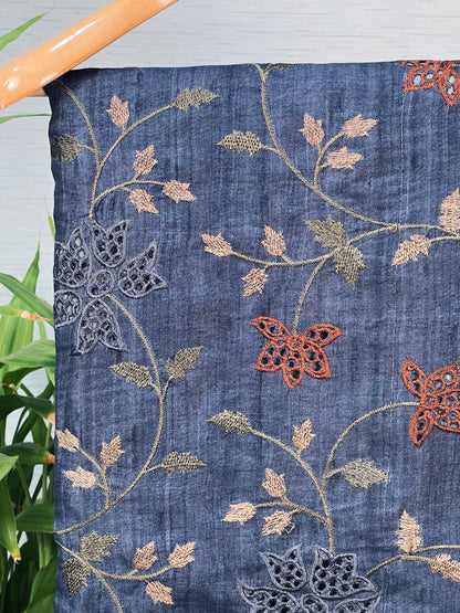 Traditional Navy Blue Embroidered Tussar Saree Geetha Creation