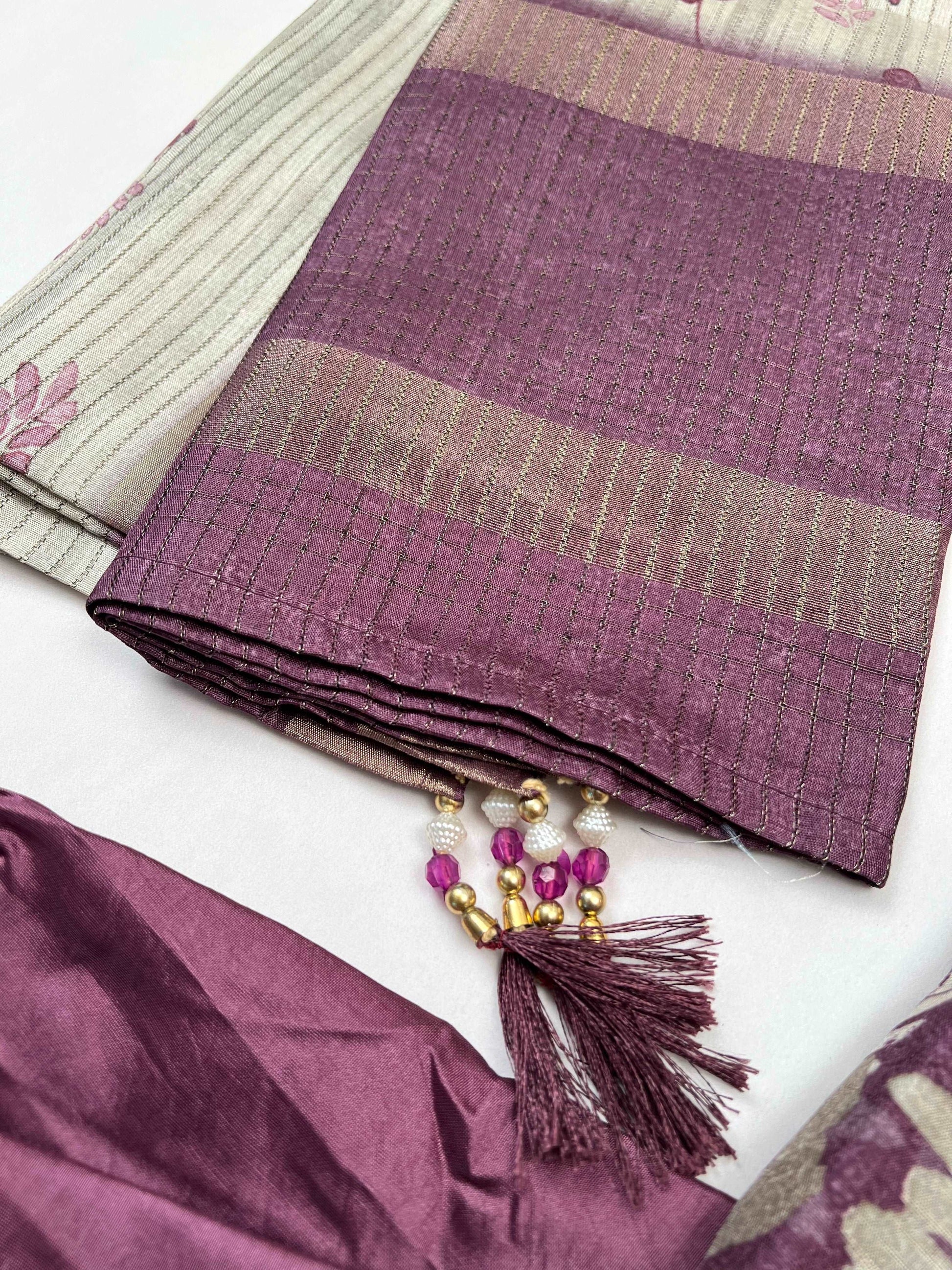 Luxurious Wine Floral Ready to Wear Silk Kurti Set