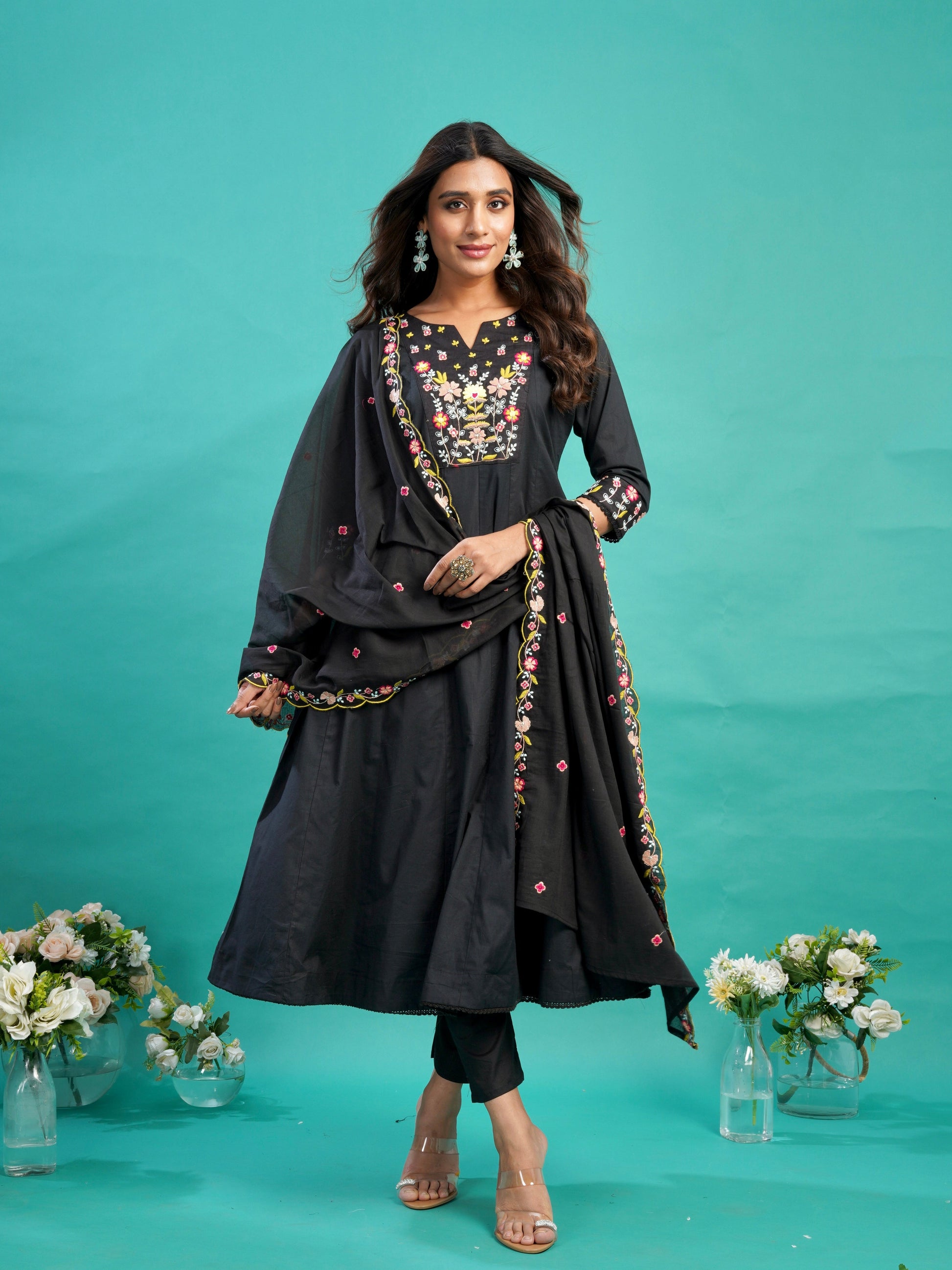 Pakeezah Pink Pure Mul Cotton Anarkali Dress Geetha Creation
