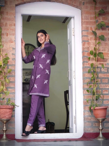 Majestic Mauve Cotton Silk Co-ord Set
