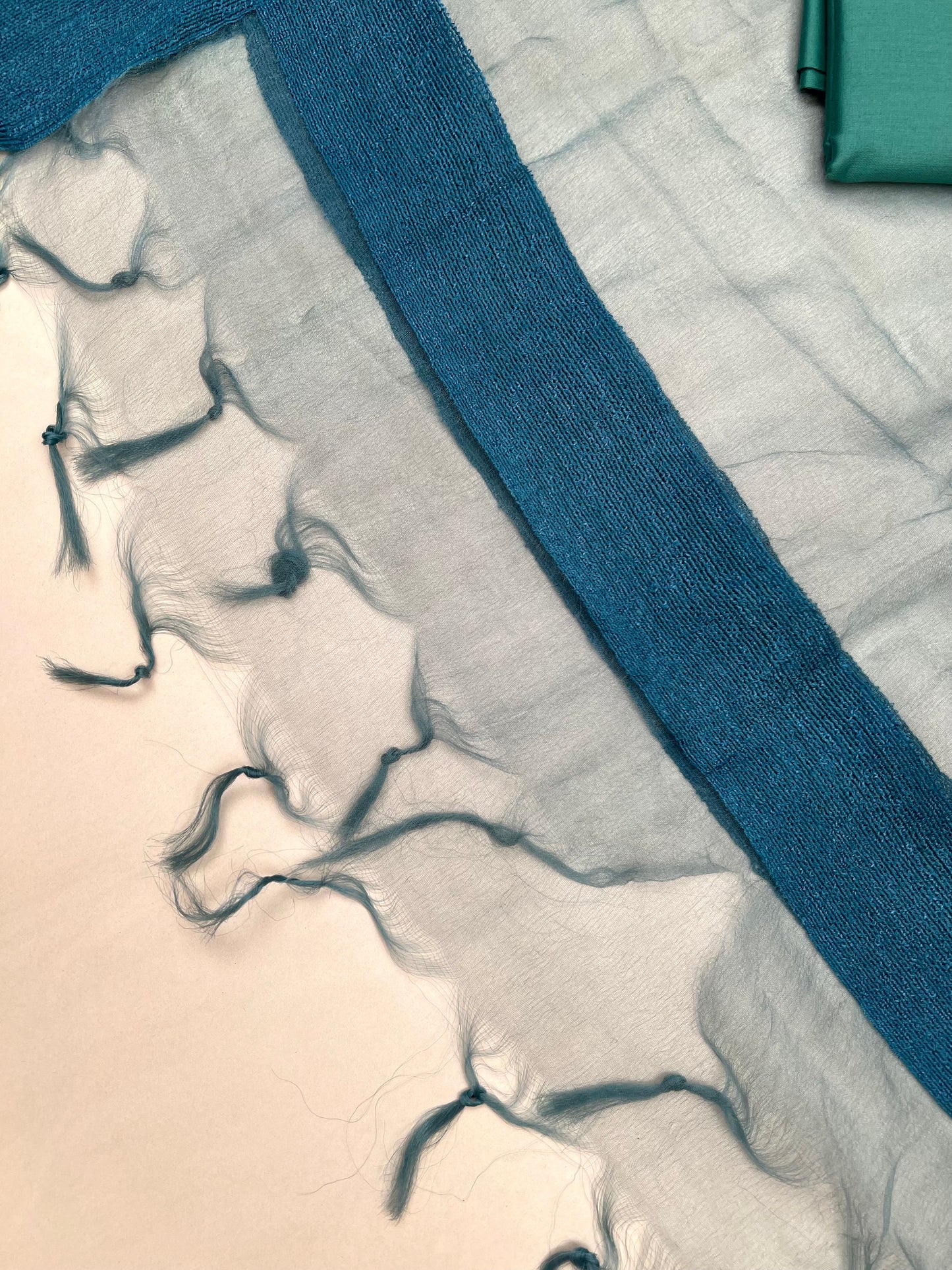 Sparkling Teal Blue Ombre Organza Ready to Wear Silk Kurti Set Geetha Creation