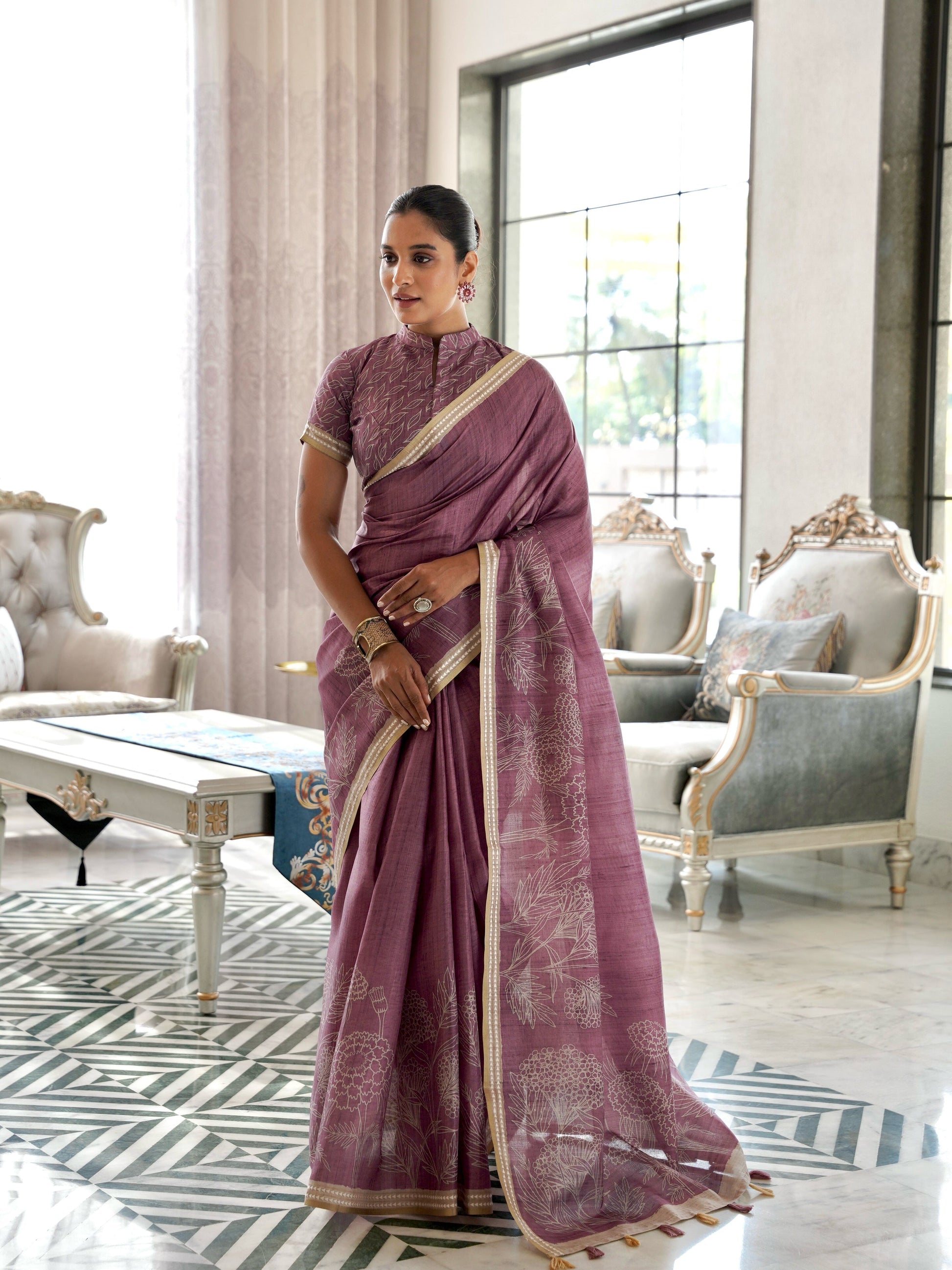 Mulberry Elegance Handloom Tussar Saree Geetha Creation