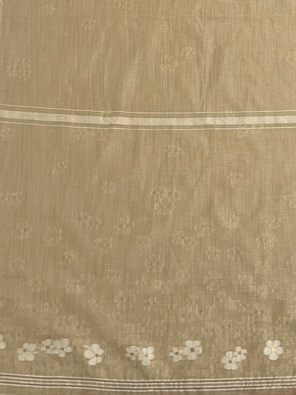 Sophisticated Brown Handloom Jacquard Floral Chanderi Suit Set HCS Geetha Creation