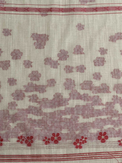 Cherry and Cream Handloom Jacquard Floral Chanderi Suit Set HCS