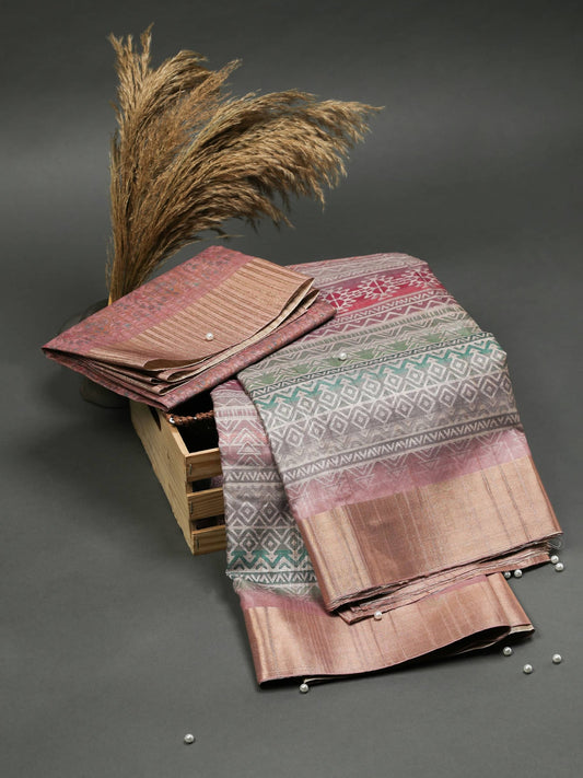 Pastel Geometry Chapa Handloom Tussar Saree C3