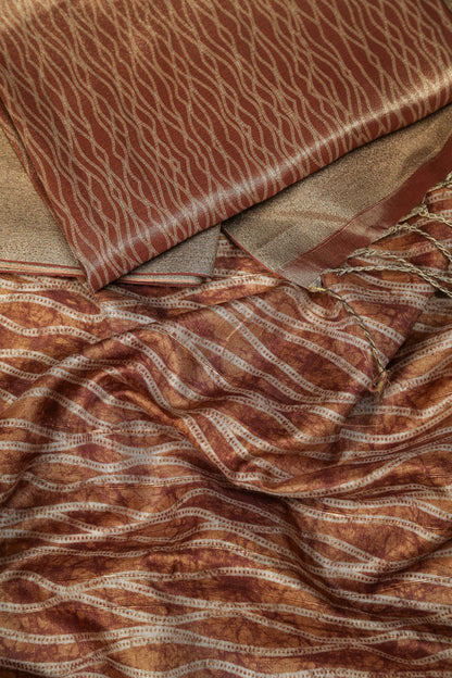 Gleaming Waves Sepia Premium Bold Border Kotha Handloom Saree Geetha Creation
