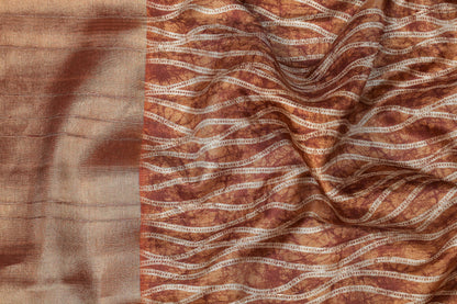 Gleaming Waves Sepia Premium Bold Border Kotha Handloom Saree Geetha Creation