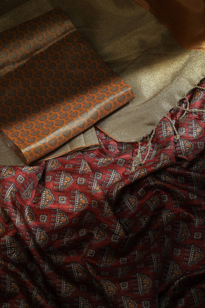 Red in Lustrous Orange Premium Bold Border Kotha Handloom Saree Geetha Creation